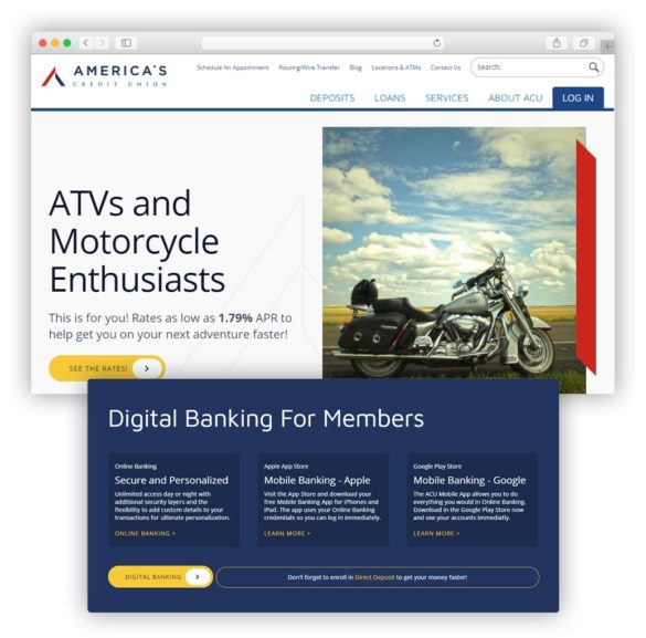 美国信用合作社atv moto网站和会员数字银行
