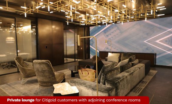 为Citigold客户提供的私人休息室与毗邻的会议室